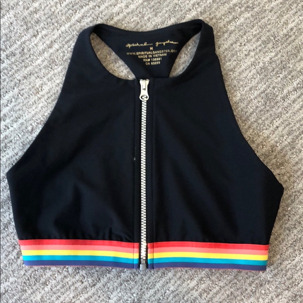 Spiritual Gangster sports bra rainbow